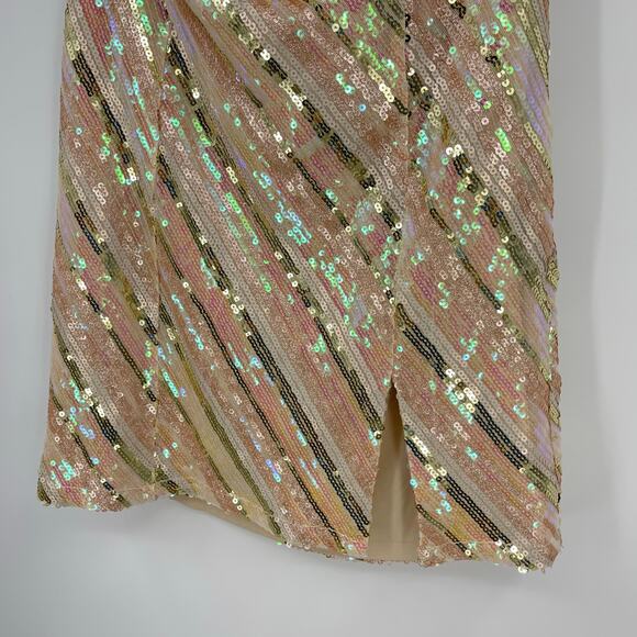 superdown | NWT Cicely Mini Dress in Sequin Multi Cream Pastel Iridescent L - Picture 8 of 14